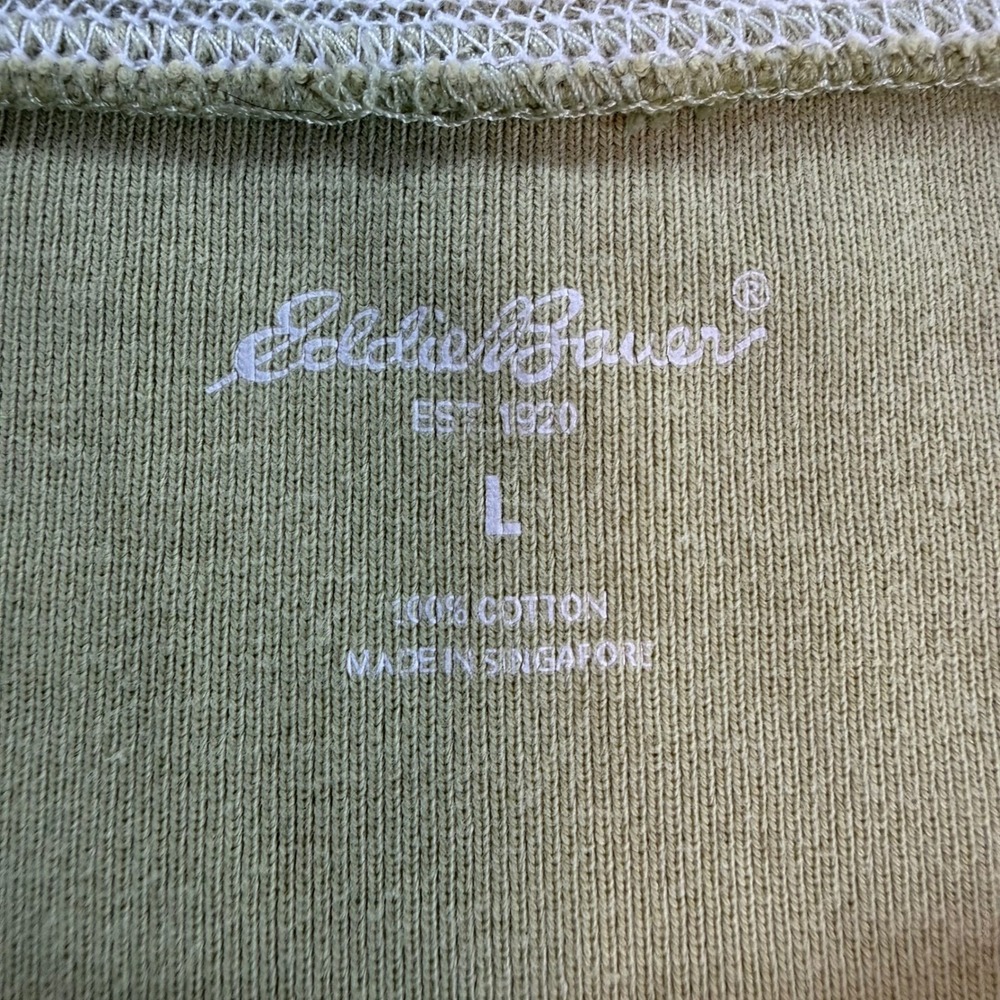 Eddie Bauer Womens L Lime Green Raglan Long Sleeve Cotton Tee - Picture 2 of 8